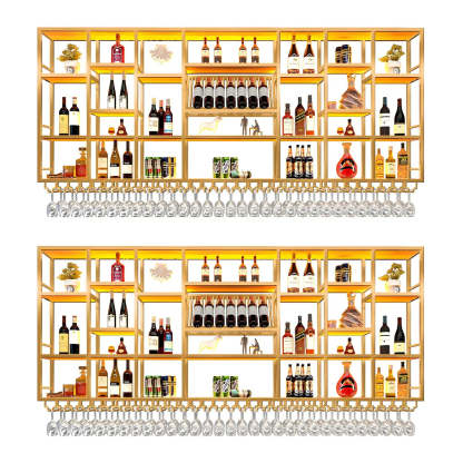Large Black Metal Floating Wall Wine Rack