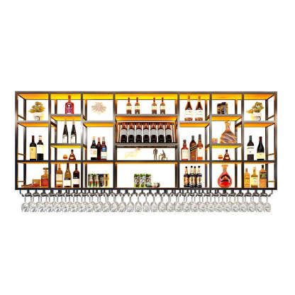 Large Black Metal Floating Wall Wine Rack