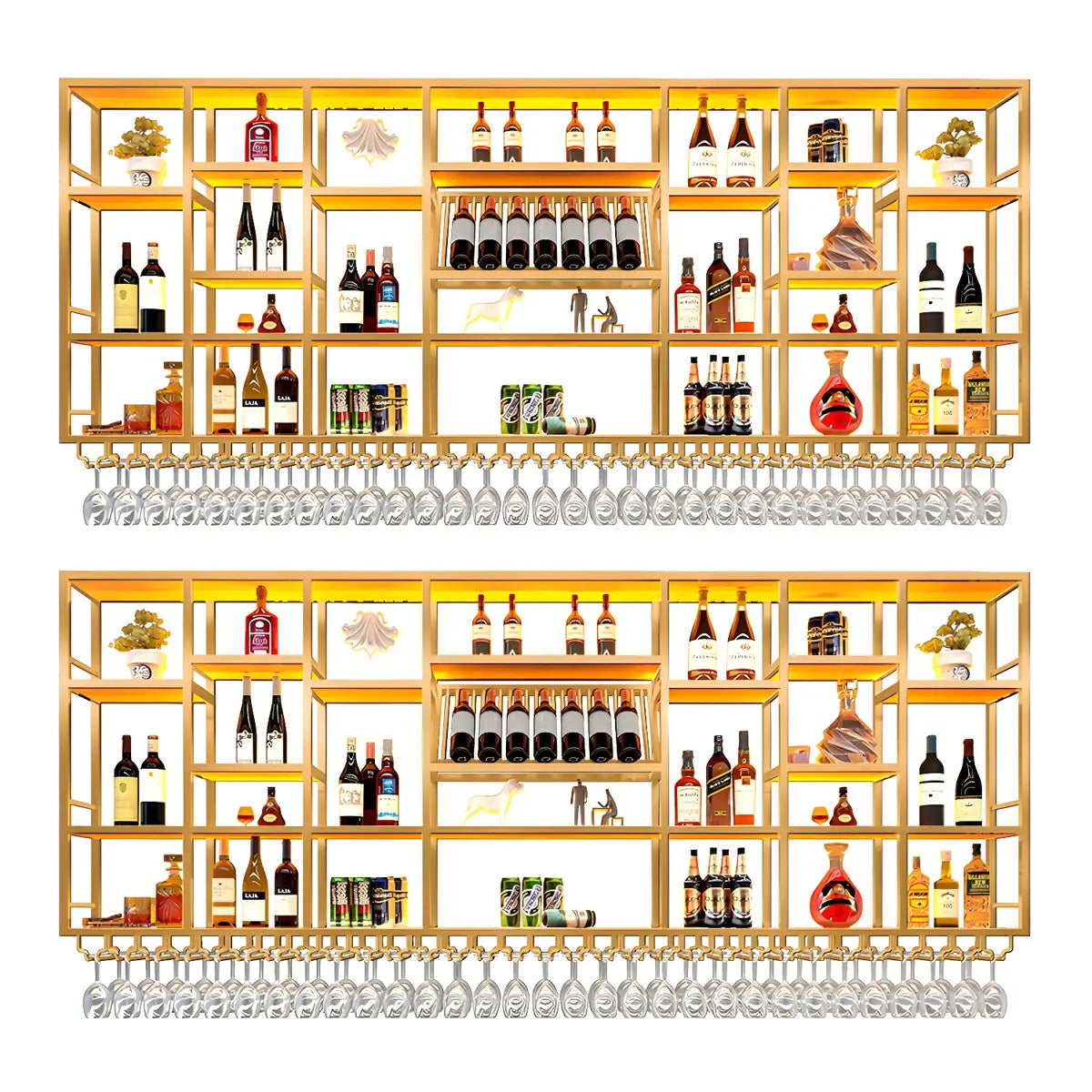 Large Black Metal Floating Wall Wine Rack