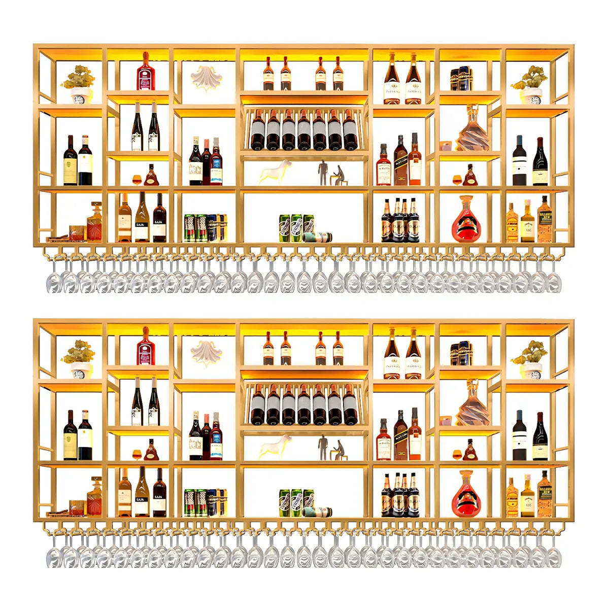 Large Black Metal Floating Wall Wine Rack