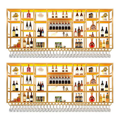 Large Black Metal Floating Wall Wine Rack
