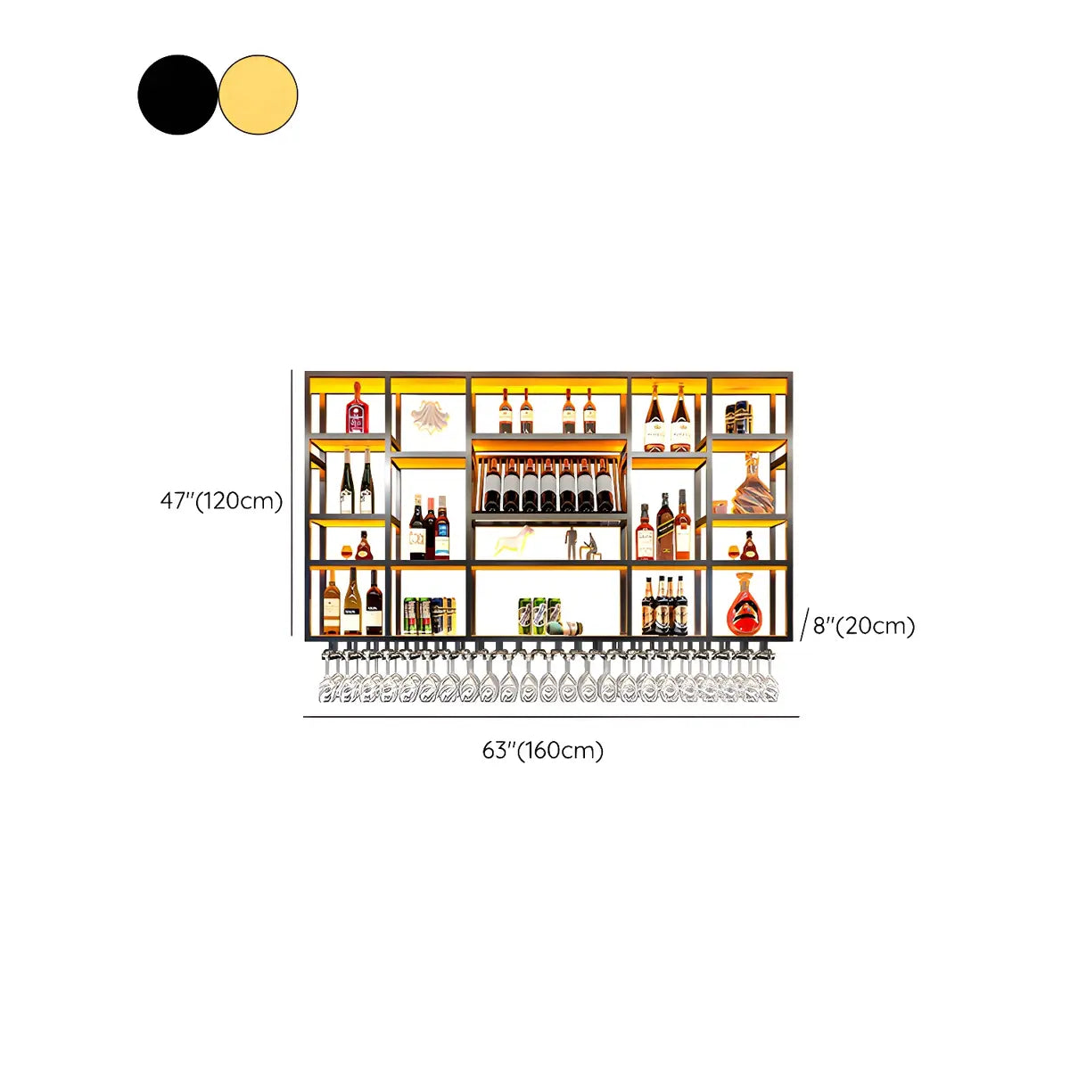 Large Black Metal Floating Wall Wine Rack