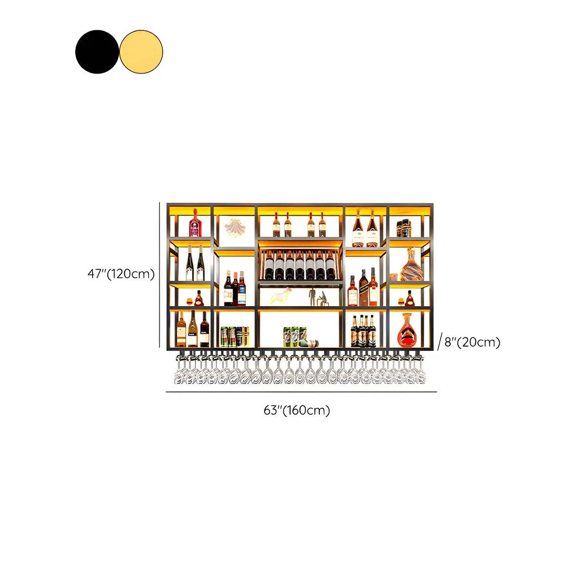 Large Black Metal Floating Wall Wine Rack