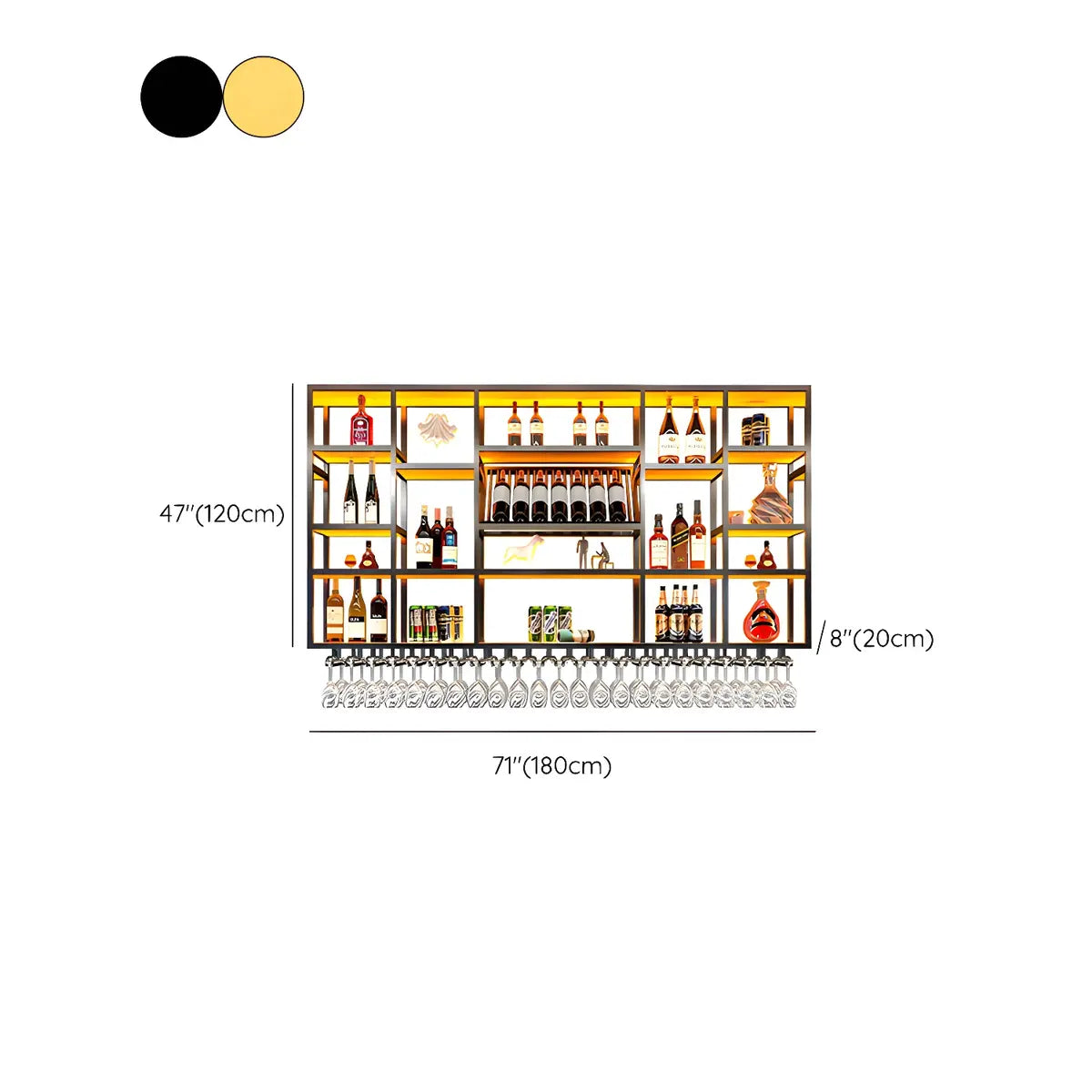 Large Black Metal Floating Wall Wine Rack