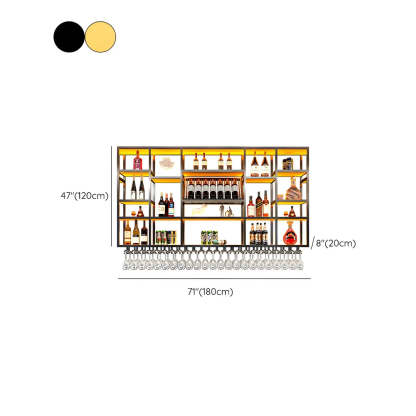 Large Black Metal Floating Wall Wine Rack