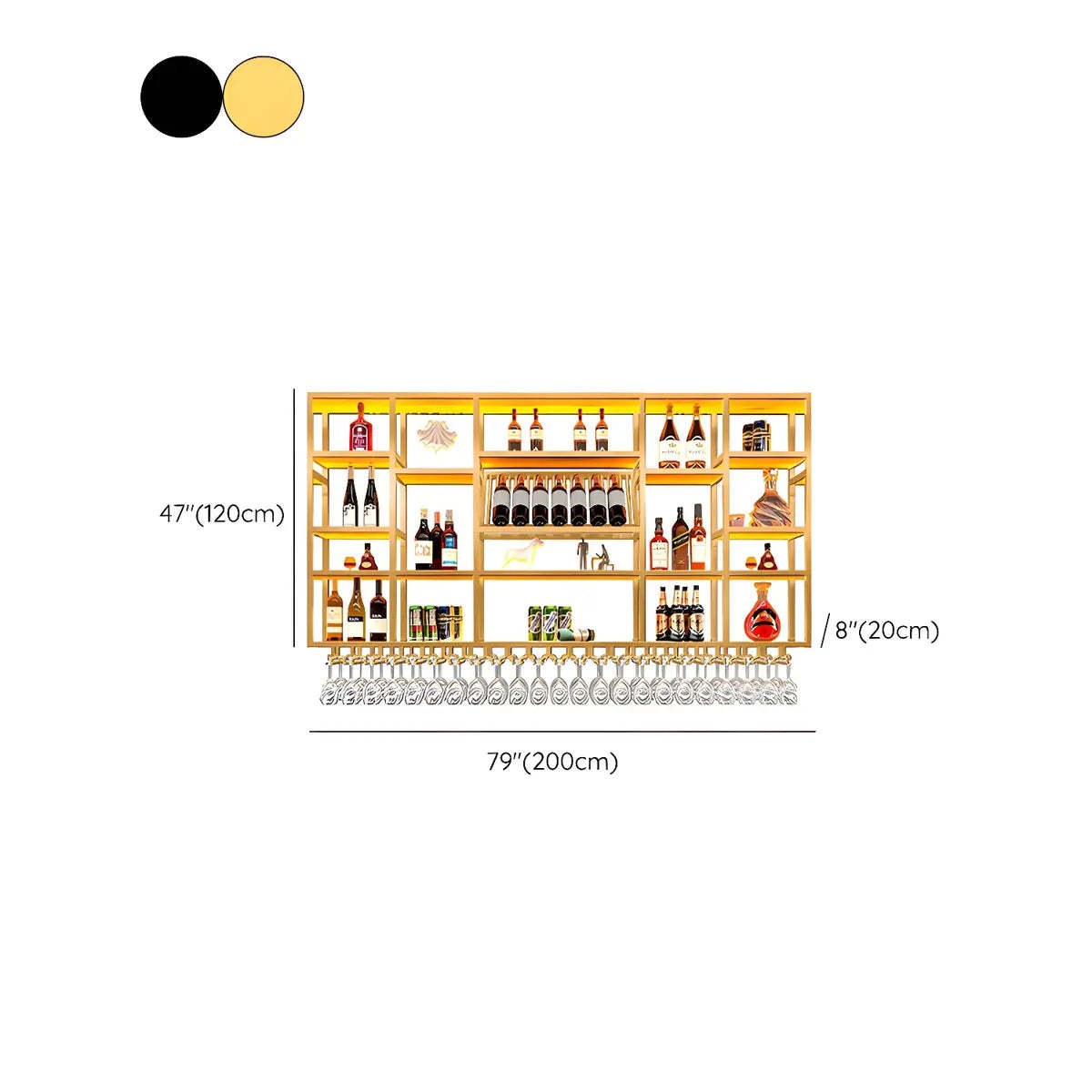 Large Black Metal Floating Wall Wine Rack