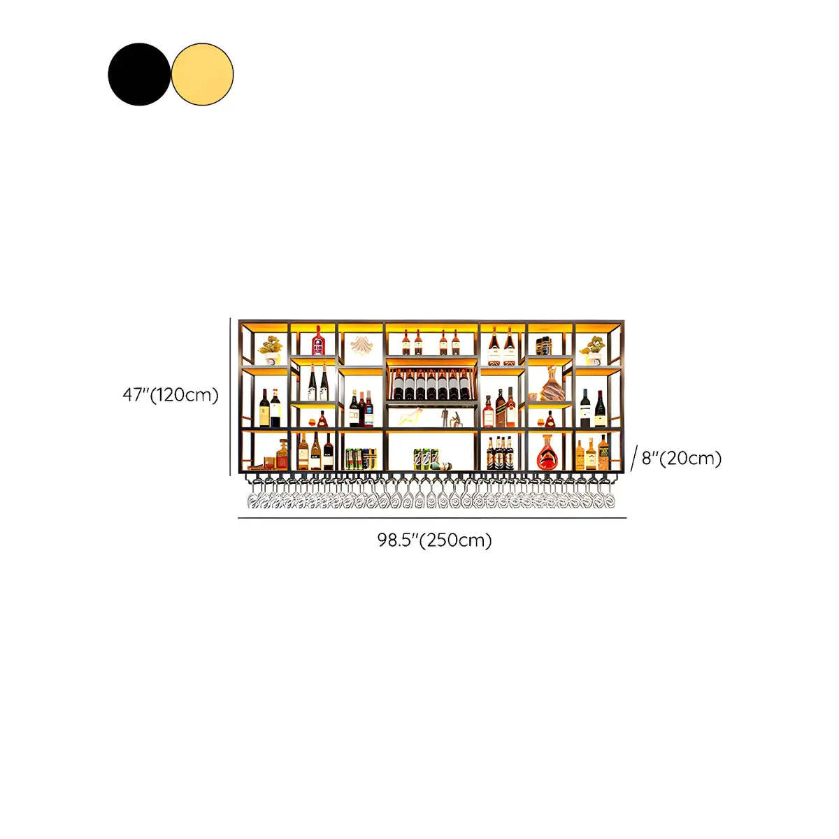 Large Black Metal Floating Wall Wine Rack