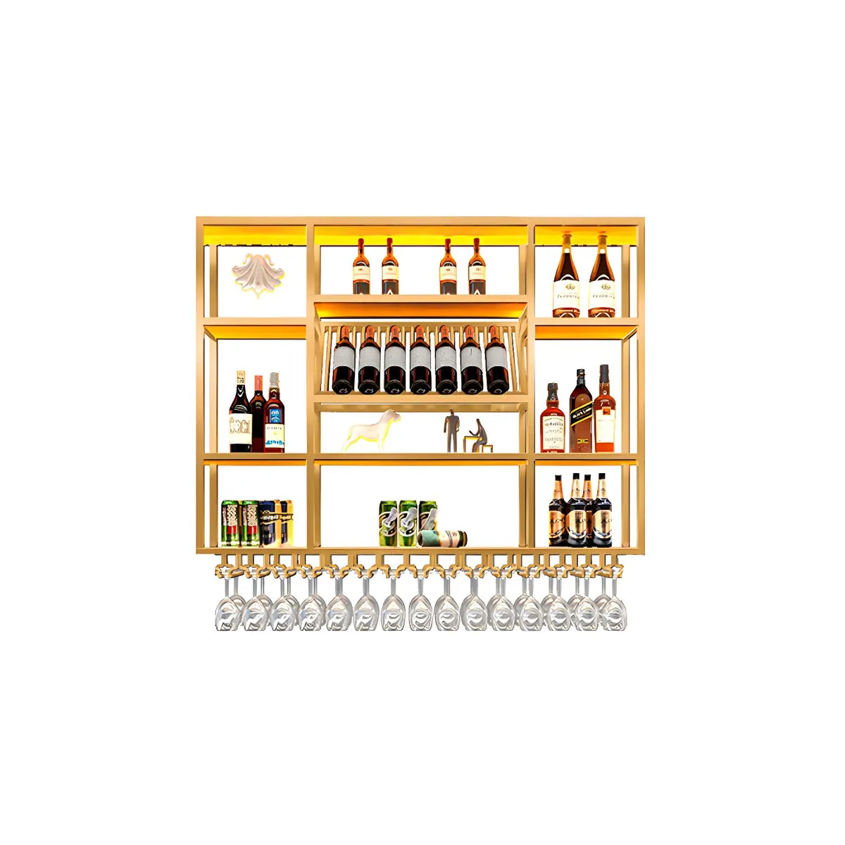 Large Black Metal Floating Wall Wine Rack — Black / 1 Piece