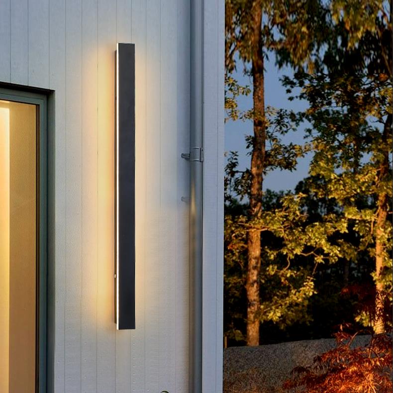 Black Long Strip Sconce Light Wall Lights Outdoor LED Lighting-Lighom