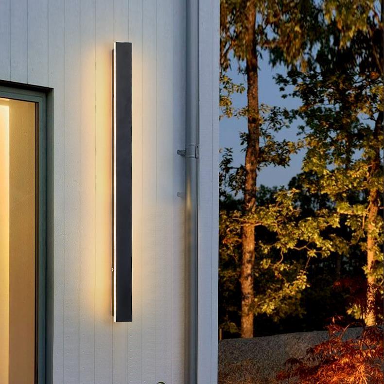 Black Long Strip Sconce Light Wall Lights Outdoor LED Lighting-Lighom