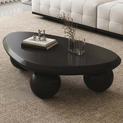 Black Manufactured Wood Triangle Ball Base Coffee Table — White