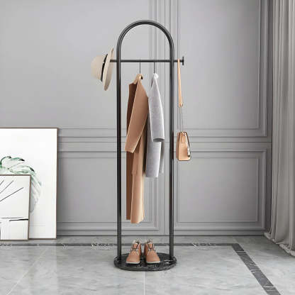 Black Marble Base Arched Metal Freestanding Coat Rack — Black
