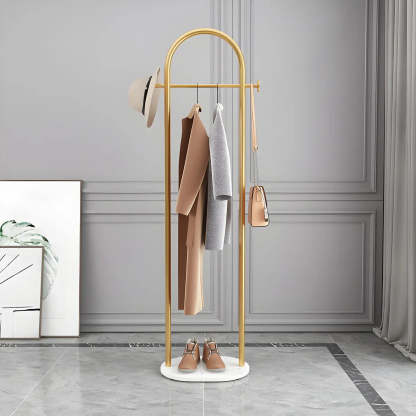 Black Marble Base Arched Metal Freestanding Coat Rack — Gold-Black