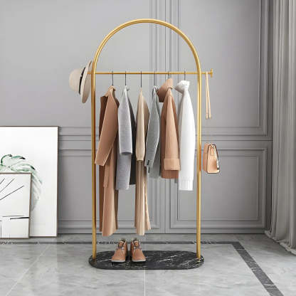 Black Marble Base Arched Metal Freestanding Coat Rack