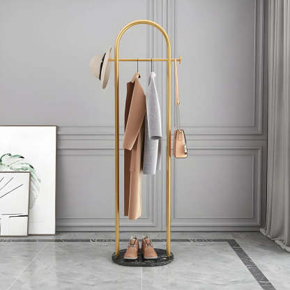 Black Marble Base Arched Metal Freestanding Coat Rack — Gold-White