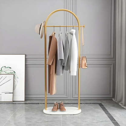 Black Marble Base Arched Metal Freestanding Coat Rack — Gold-Black