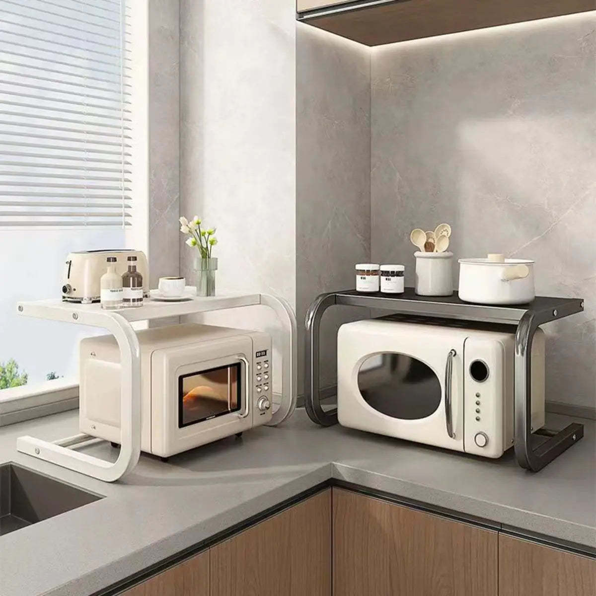 Black Metal Frame Baker's Rack with Microwave Shelf