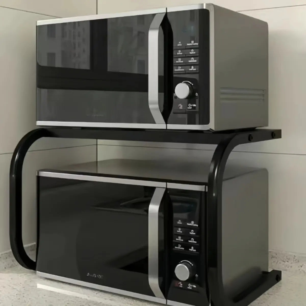 Black Metal Frame Baker's Rack with Microwave Shelf