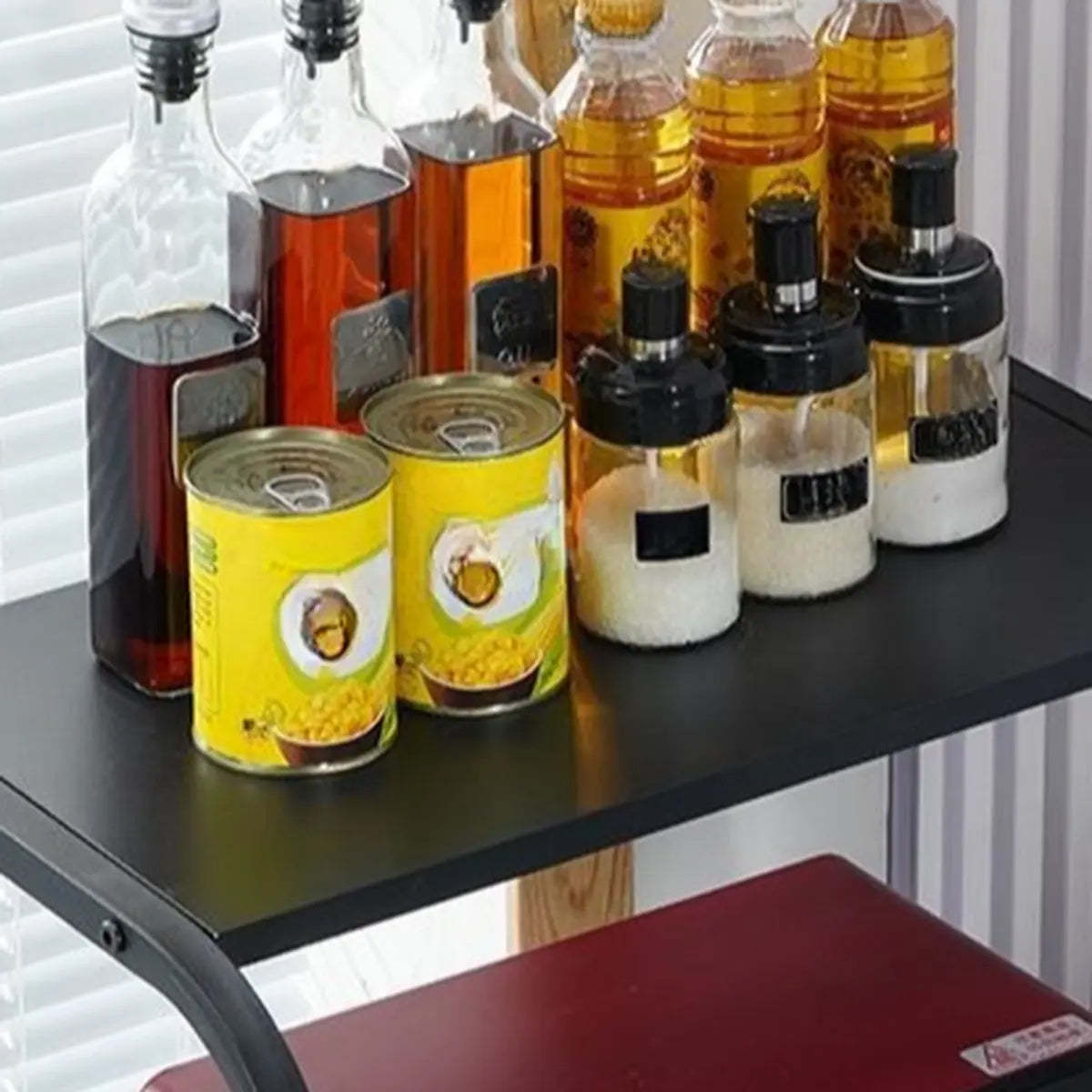 Black Metal Frame Baker's Rack with Microwave Shelf