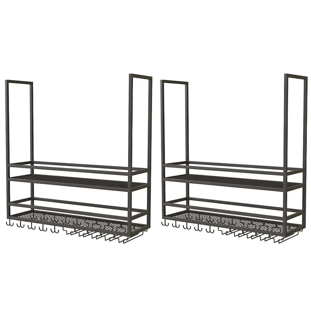 Black Metal Hanging Wine Rack with Stemware Holder — 1 Piece