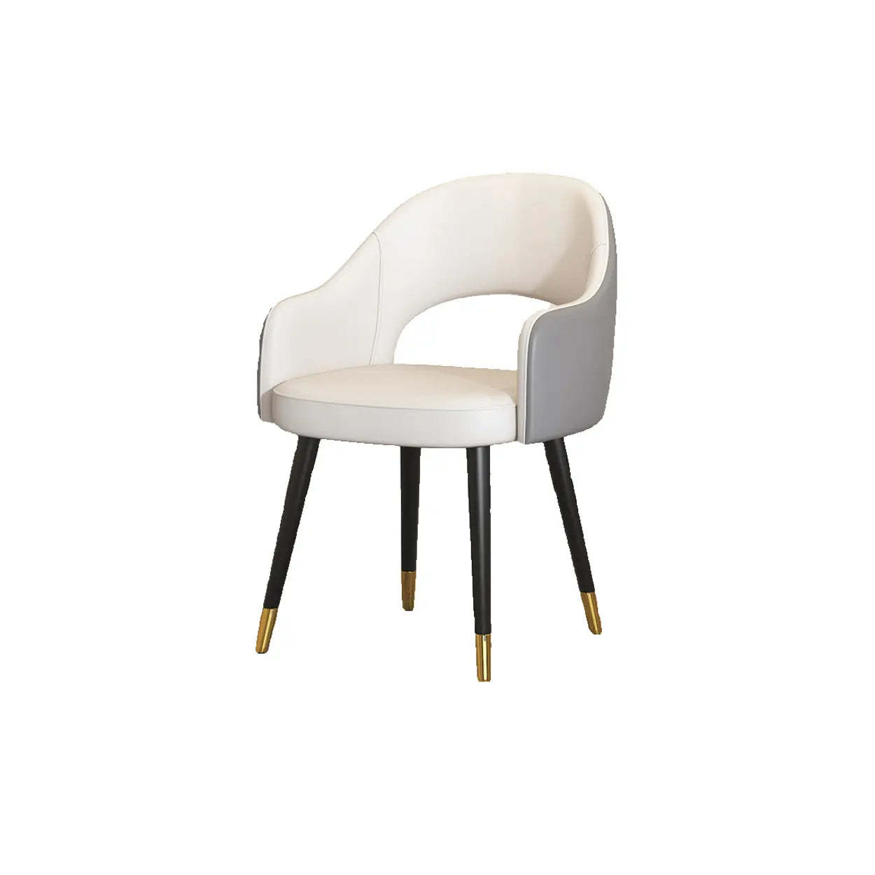 Black Metal-Leg Curved Upholstered Dining Arm Chair — Orange/ Coffee