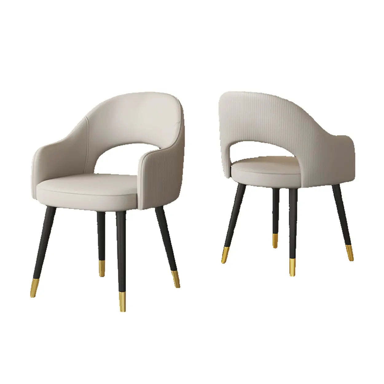 Black Metal-Leg Curved Upholstered Dining Arm Chair — Orange/ Dark Gray