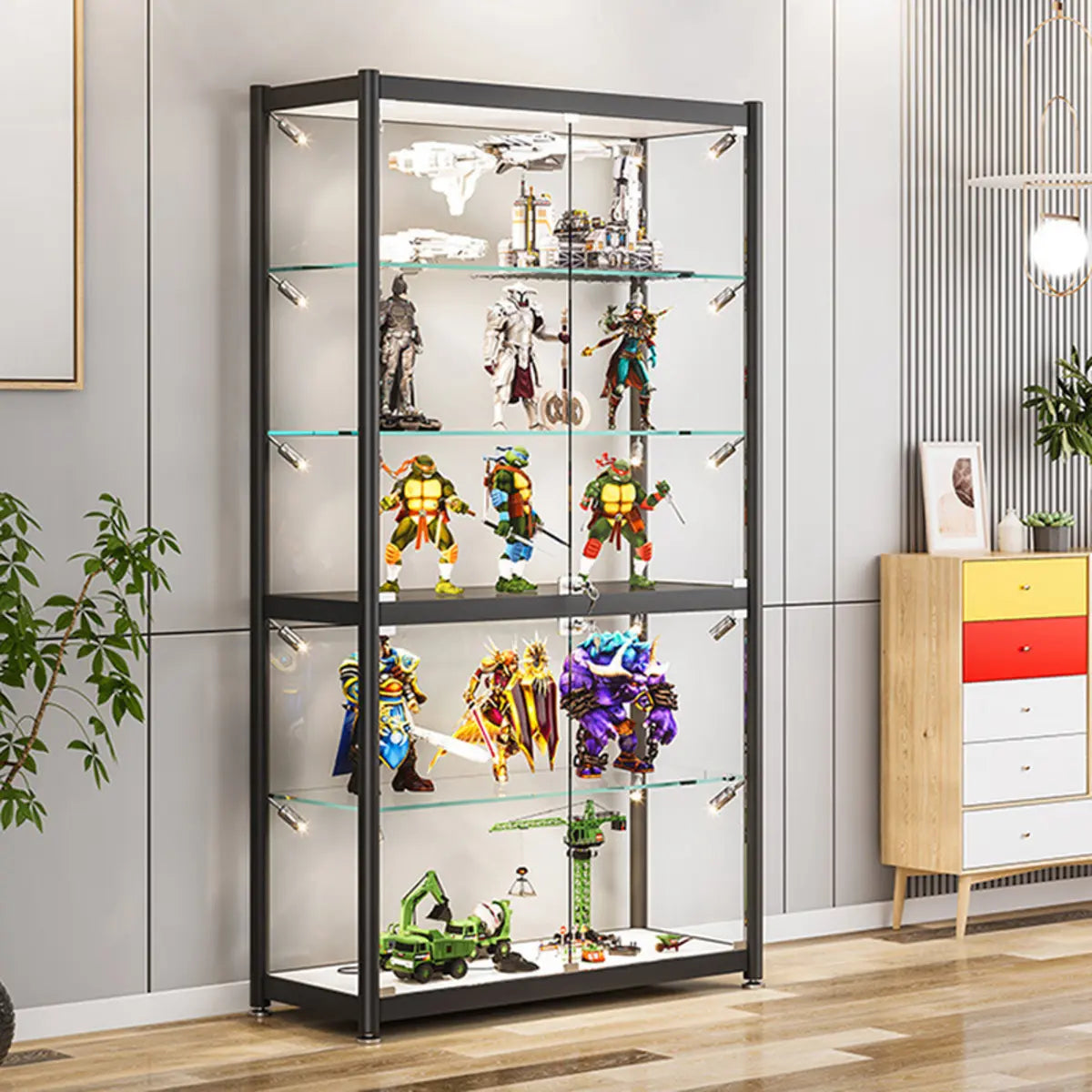Black Metal LED Clear Display Cabinet