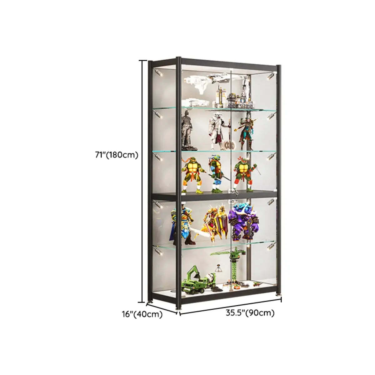 Black Metal LED Clear Display Cabinet