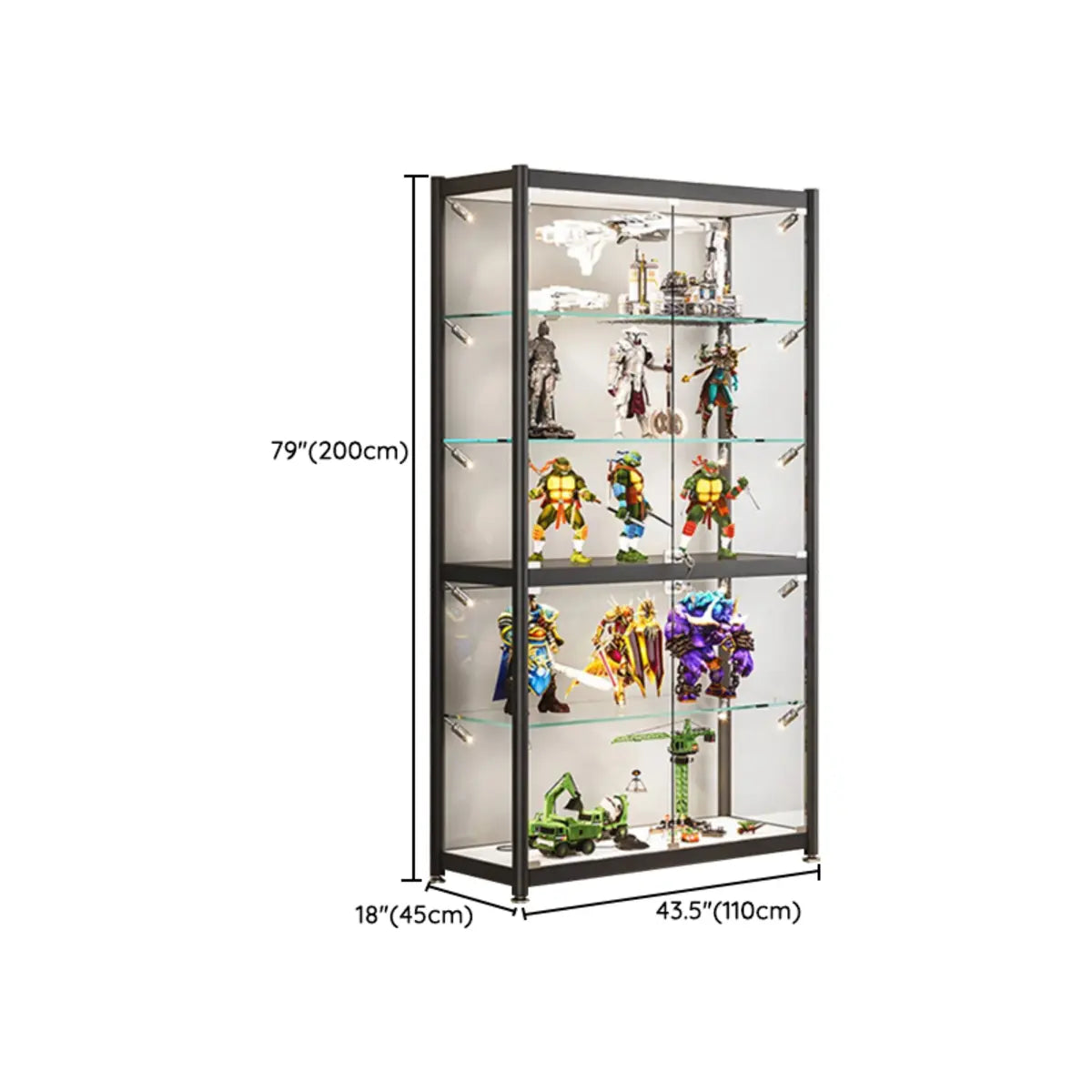 Black Metal LED Clear Display Cabinet