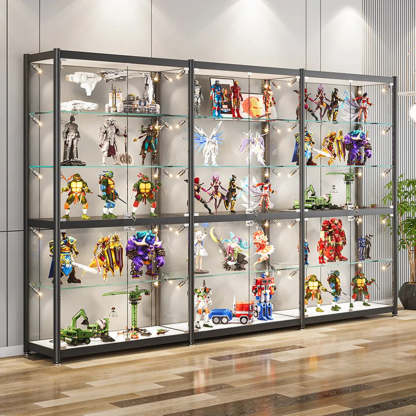 Black Metal LED Clear Display Cabinet
