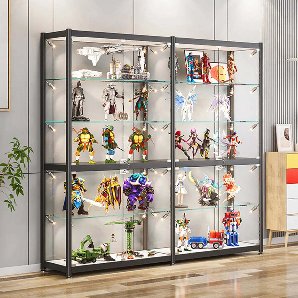 Black Metal LED Clear Display Cabinet