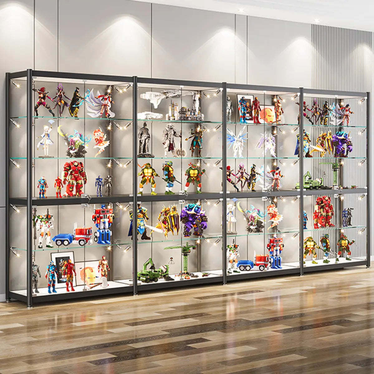 Black Metal LED Clear Display Cabinet