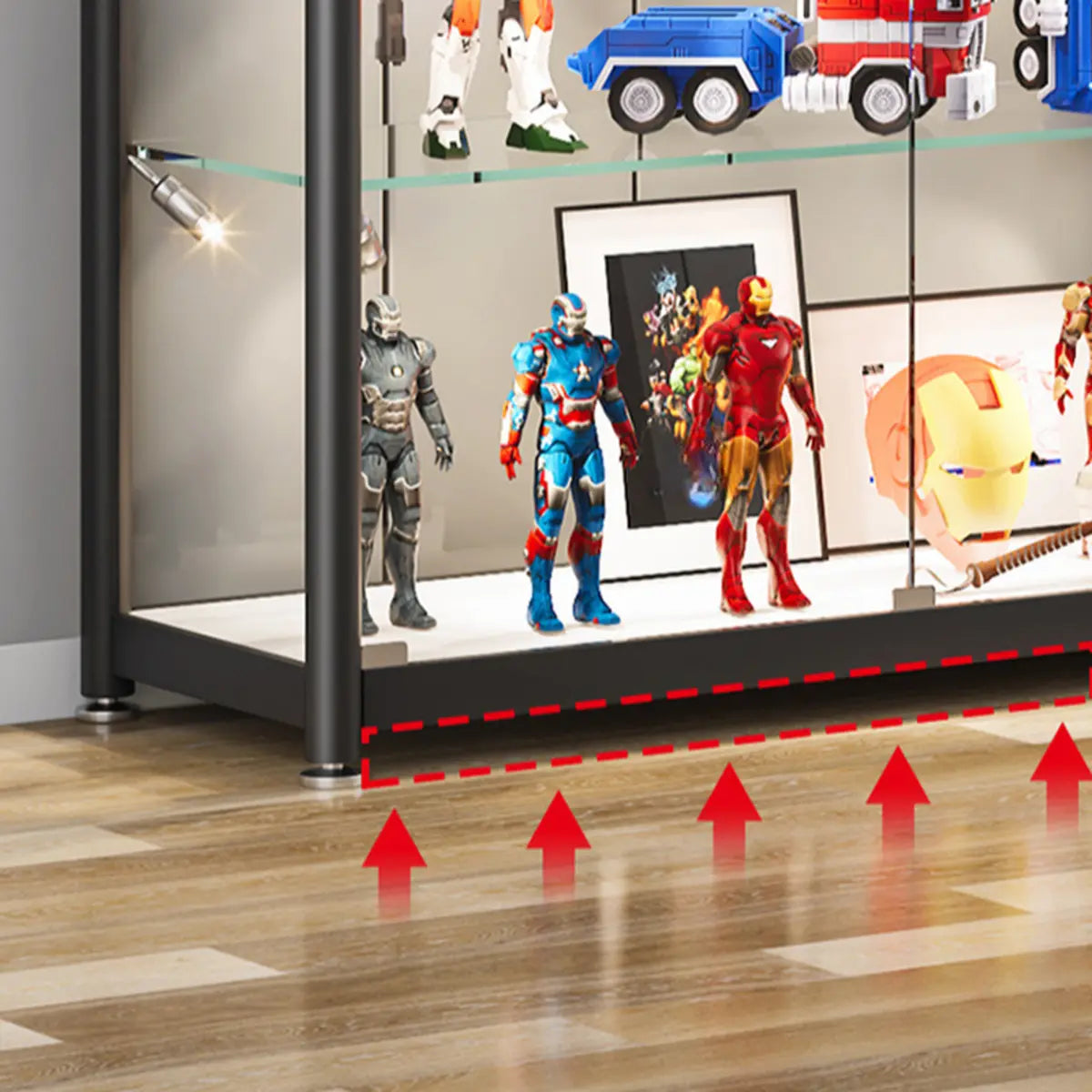 Black Metal LED Clear Display Cabinet