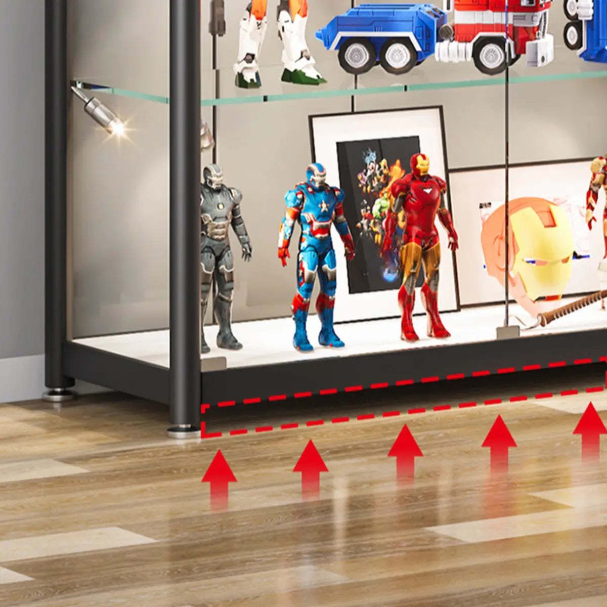 Black Metal LED Clear Display Cabinet