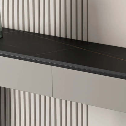 Black Metal Rectangular Console Table with Drawers — Black