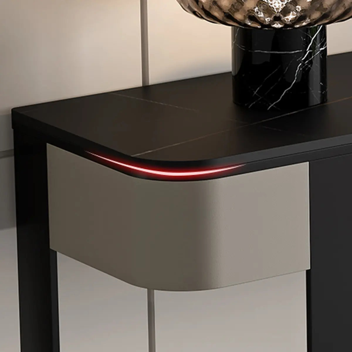 Black Metal Rectangular Console Table with Drawers — Gold