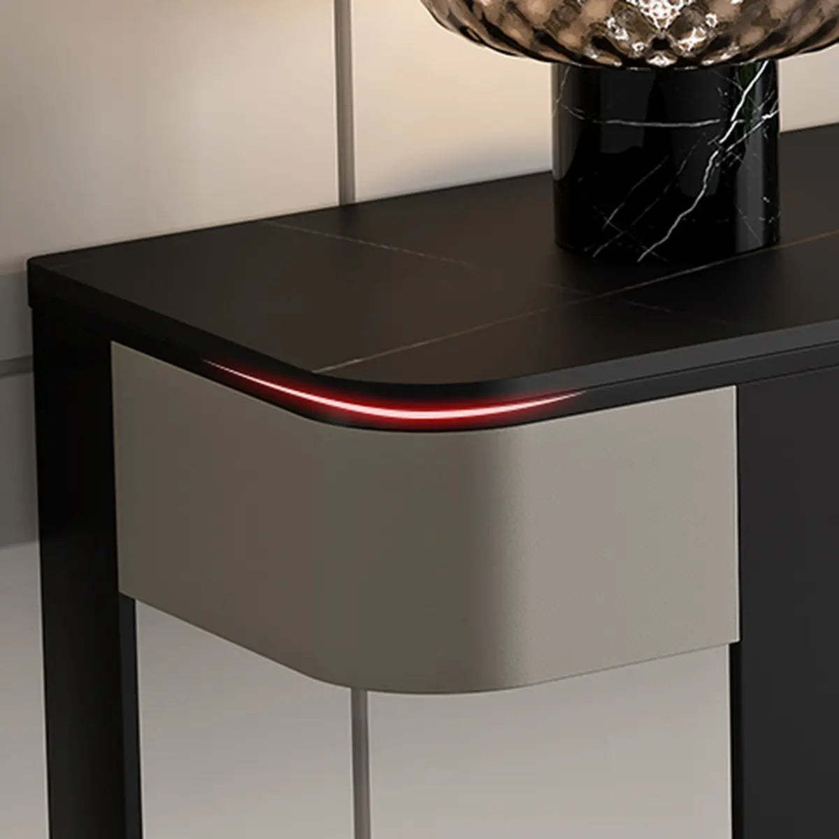Black Metal Rectangular Console Table with Drawers — Gold