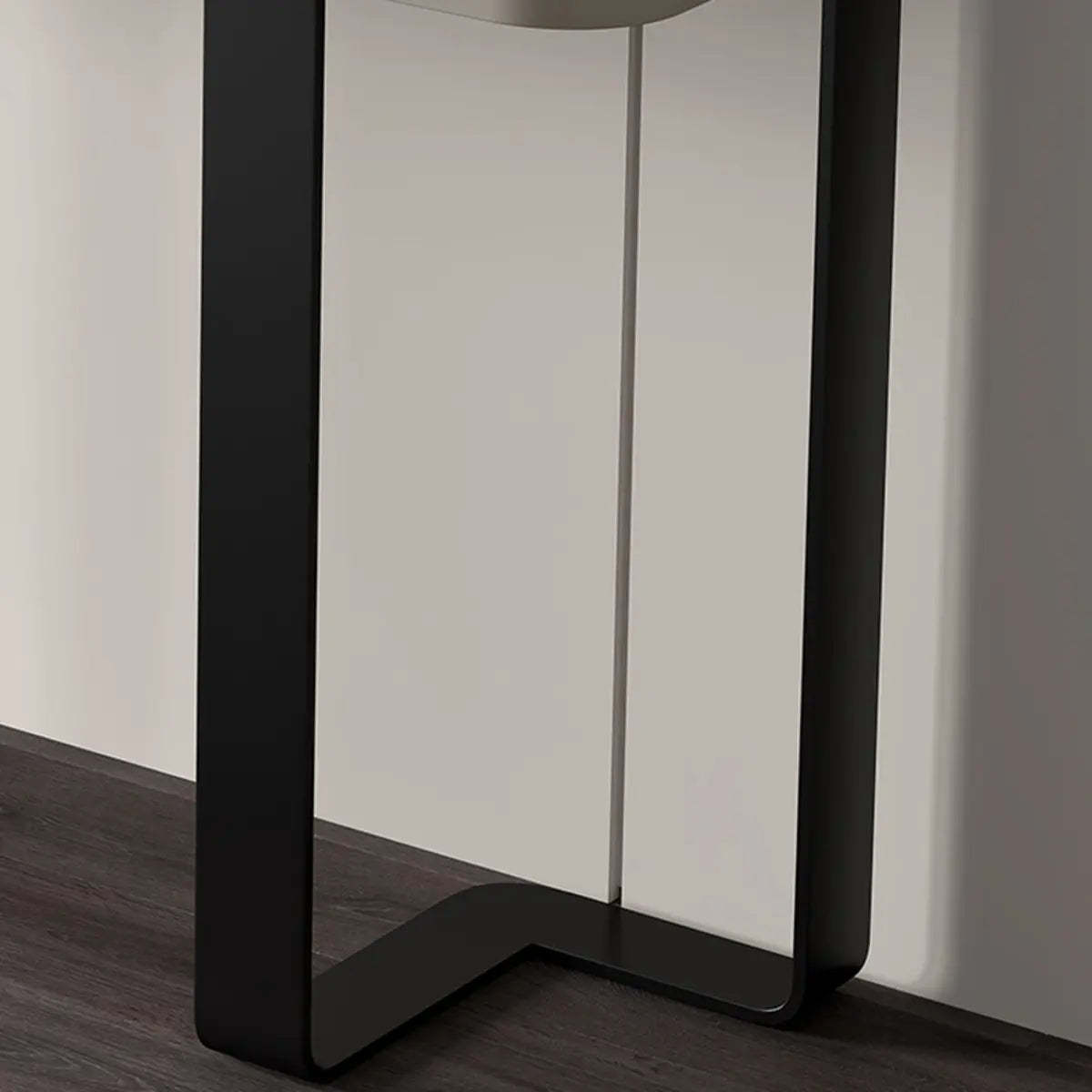 Black Metal Rectangular Console Table with Drawers — Gray