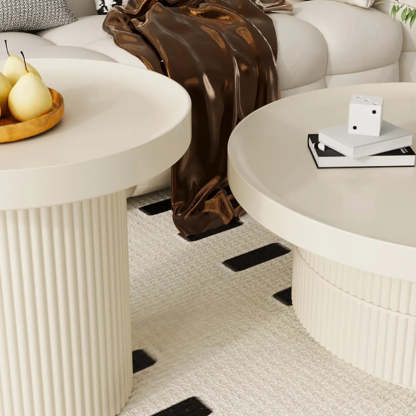 Black Metal Round Coffee Table Set with Storage