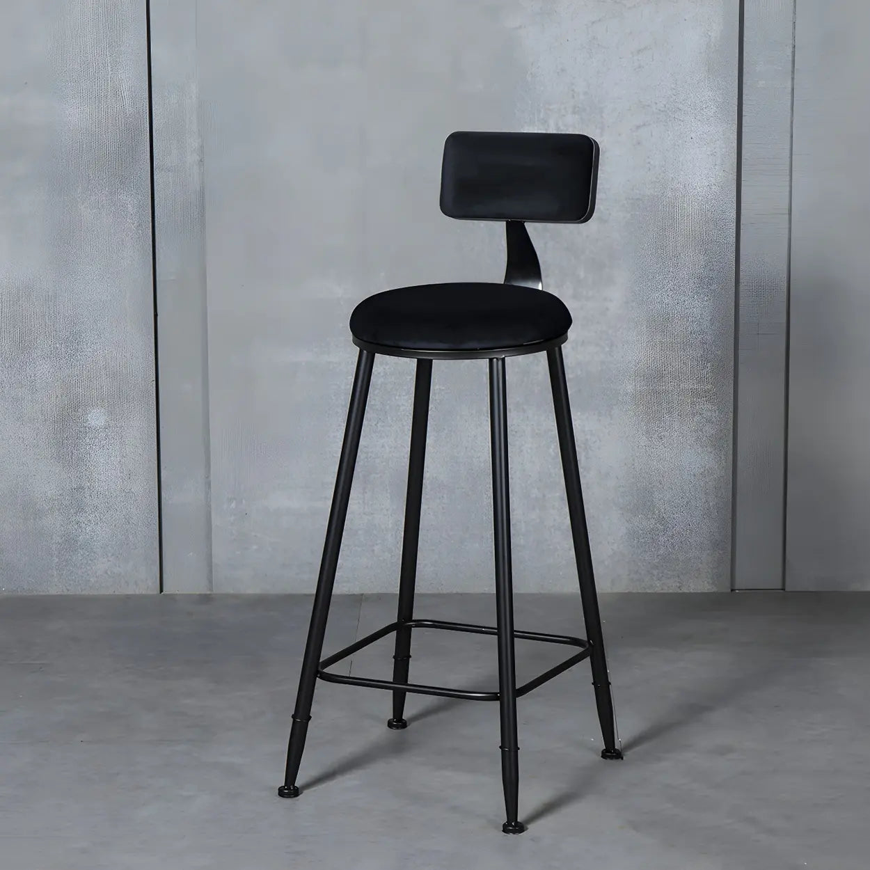 Black Metal Round Fabric Cushion Bar Stool