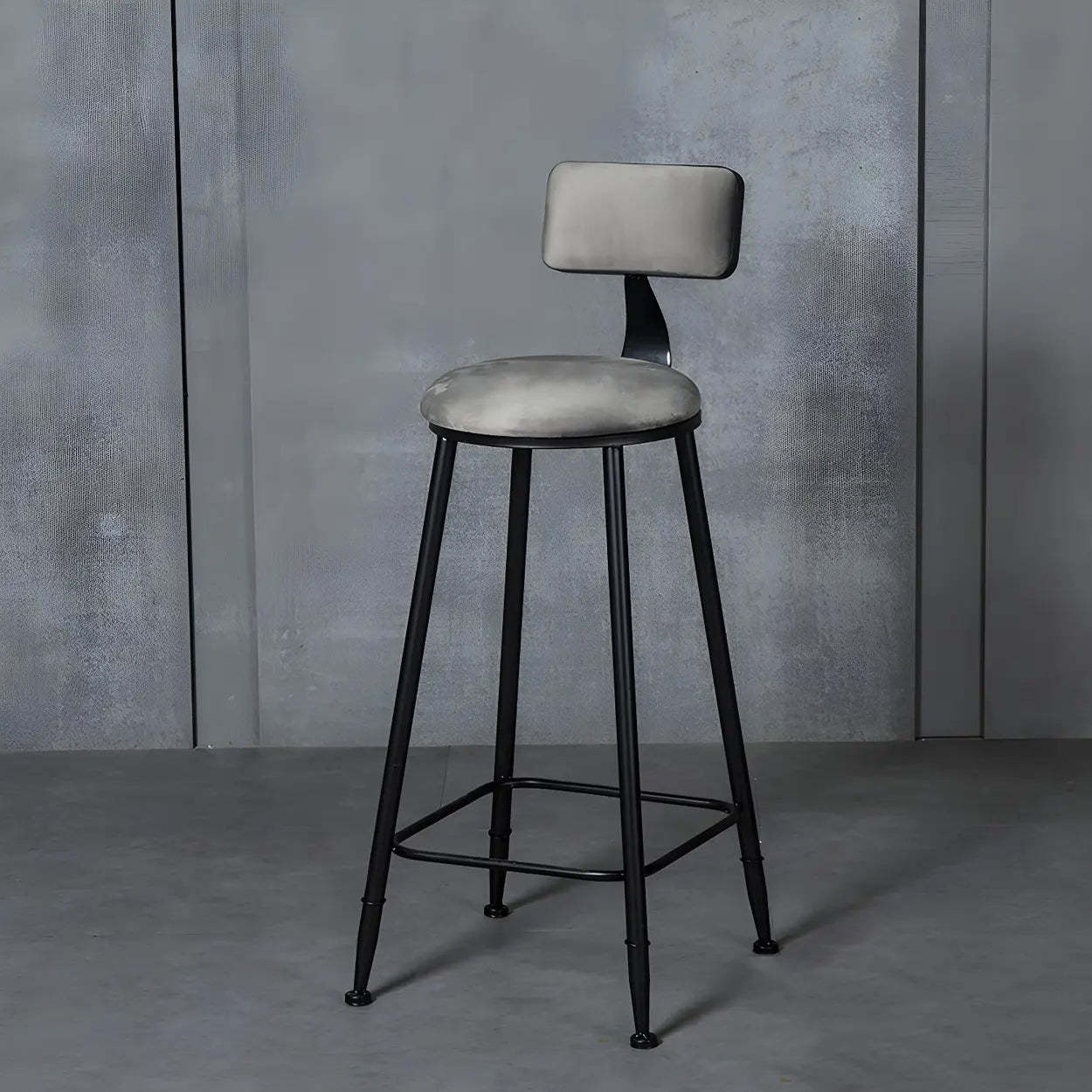 Black Metal Round Fabric Cushion Bar Stool — Pink / 1 Piece