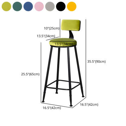 Black Metal Round Fabric Cushion Bar Stool — Dark Blue / 1 Piece