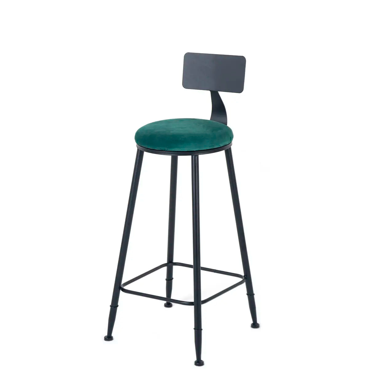 Black Metal Round Fabric Cushion Bar Stool — Black / 1 Piece