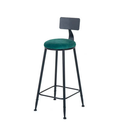 Black Metal Round Fabric Cushion Bar Stool — Black / 1 Piece