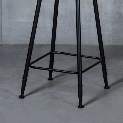 Black Metal Round Fabric Cushion Bar Stool — Green / 1 Piece