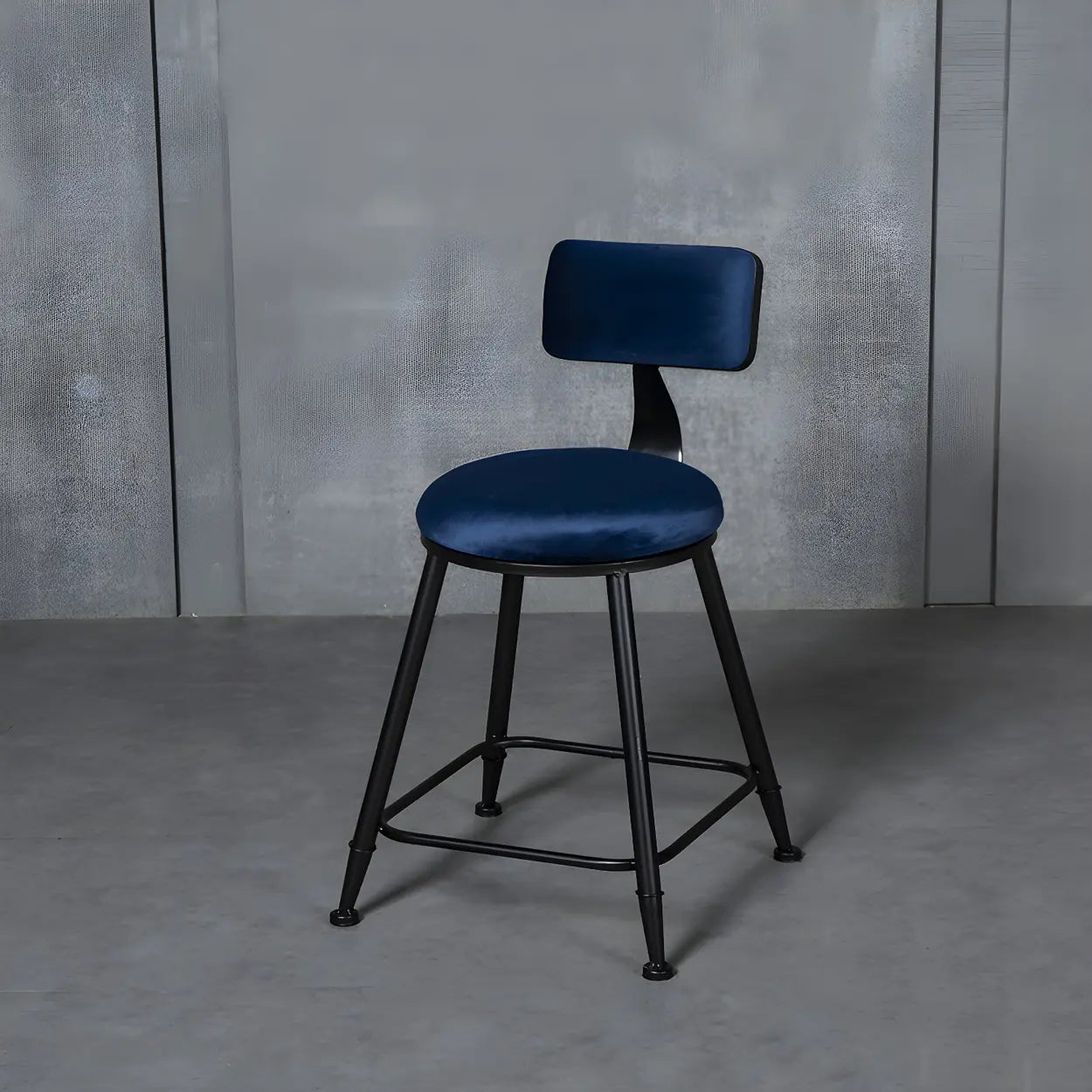 Black Metal Round Fabric Cushion Bar Stool — Fluorescent Green / 1 Piece