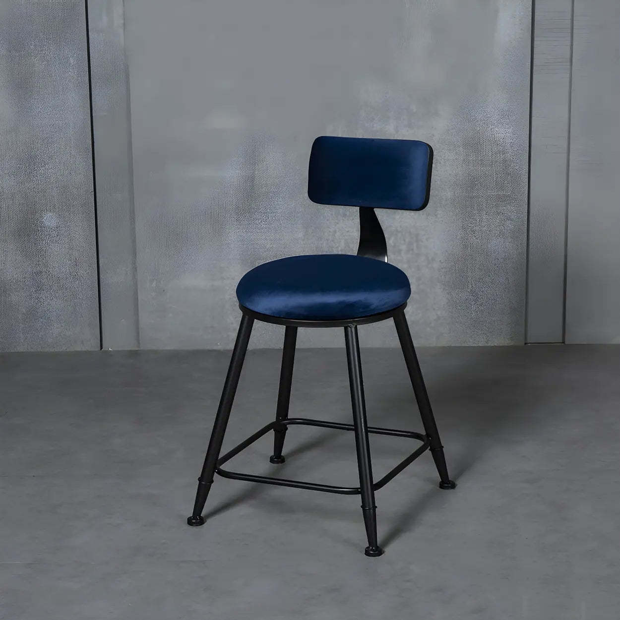 Black Metal Round Fabric Cushion Bar Stool — Fluorescent Green / 1 Piece