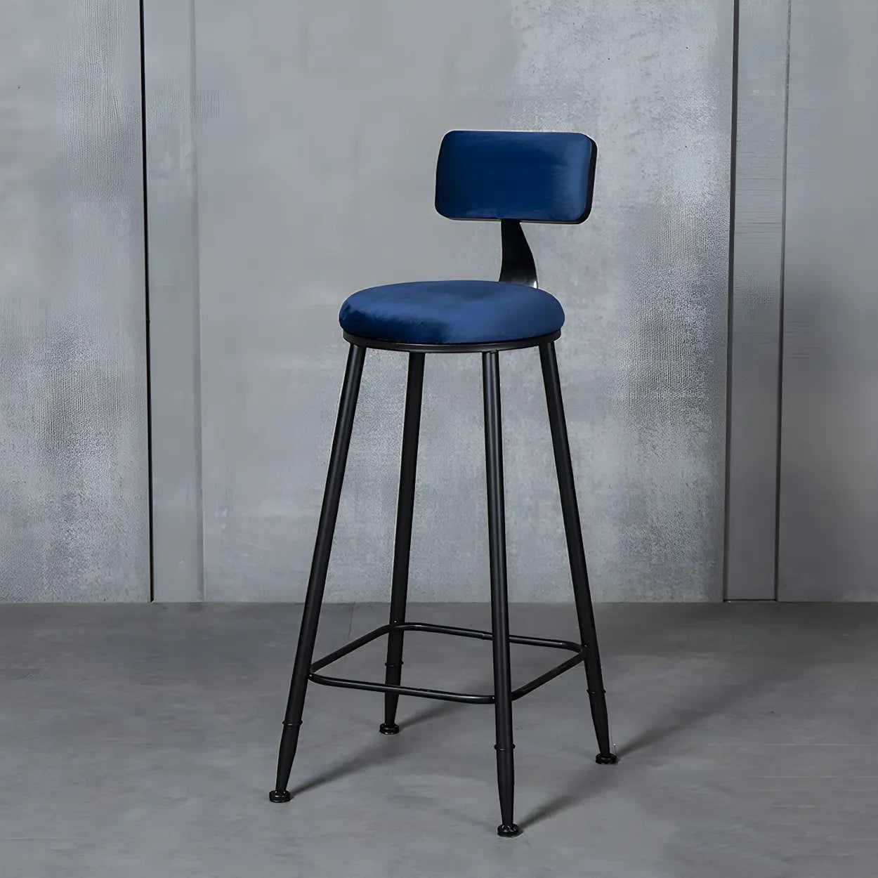 Black Metal Round Fabric Cushion Bar Stool — Fluorescent Green / 1 Piece
