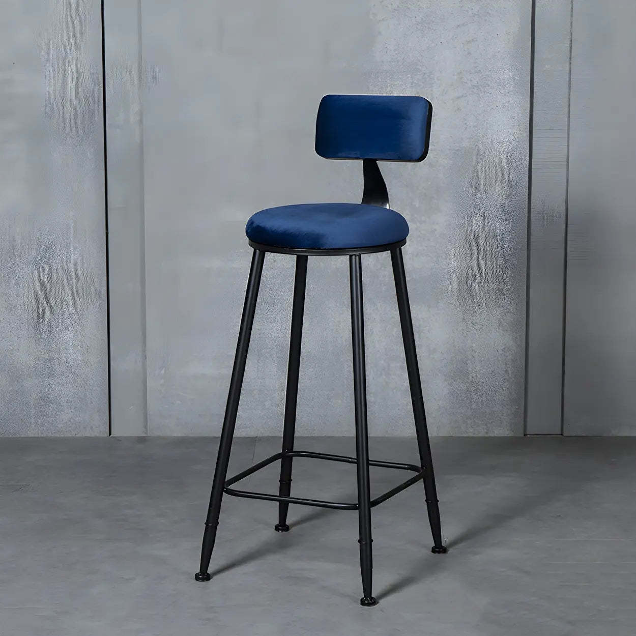 Black Metal Round Fabric Cushion Bar Stool — Fluorescent Green / 1 Piece
