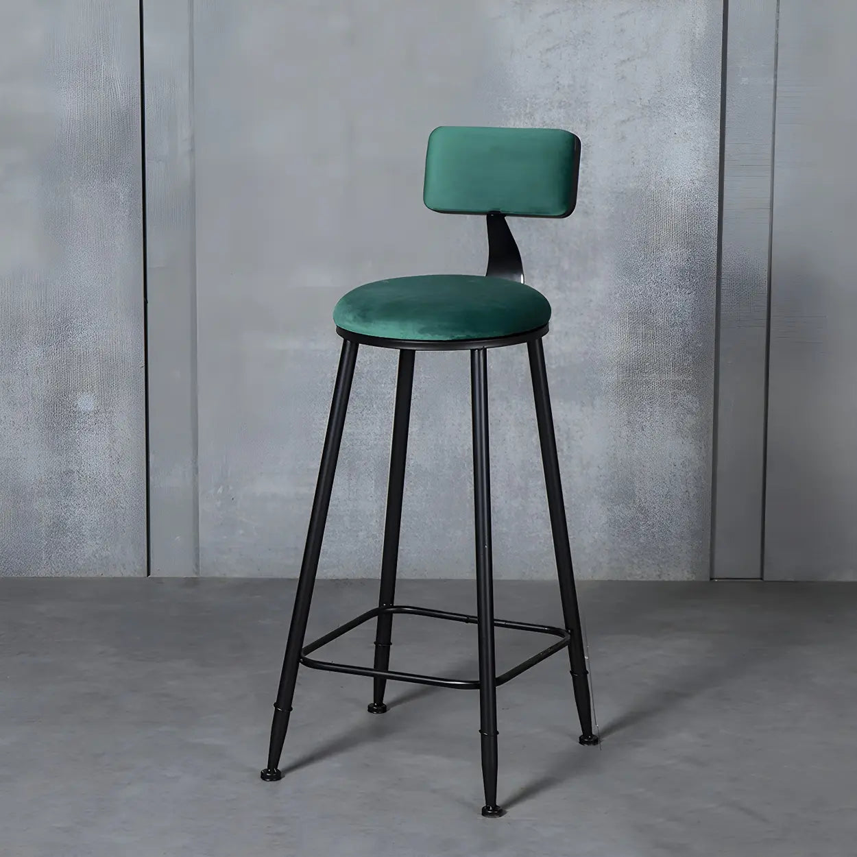 Black Metal Round Fabric Cushion Bar Stool — Pink / 1 Piece